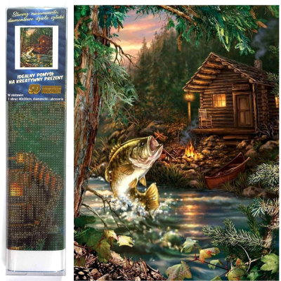 Norimpex Diamantový obrázek malování 30x40cm - Rybářská chata