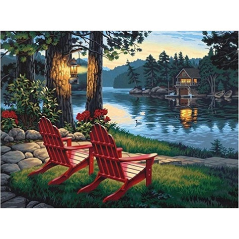 Norimpex Diamantový obrázek malování 30x40cm - Pohoda u vody ~ 1