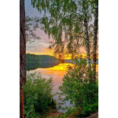 Norimpex Diamantový obrázek malování 30x40cm - Západ slunce nad jezerem ~ 1