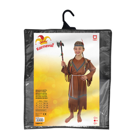 Rappa Dětský kostým Indiánka s čelenkou a peřím vel. M 117-128cm ~ 2