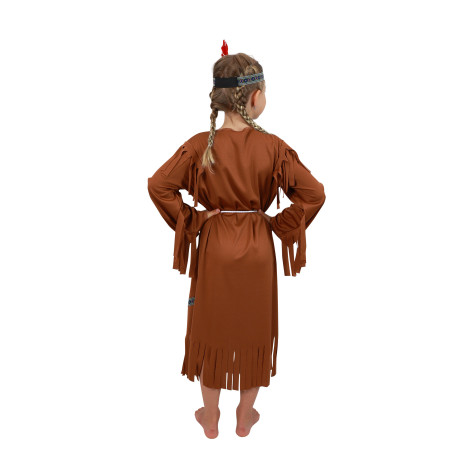 Rappa Dětský kostým Indiánka s čelenkou a peřím vel. M 117-128cm ~ 4