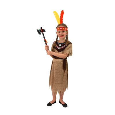 Rappa Dětský kostým Indiánka s páskem vel. M 117-128cm