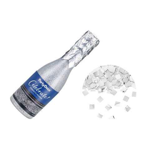 Vystřelovací konfety Šampaňské stříbrné 20,5 cm ~ 1