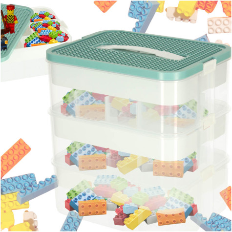 Box plastový organizér na hračky s víkem 3 patrový 30,5x22,5x32cm ~ 1