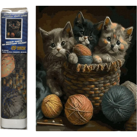 Norimpex Diamantový obrázek malování 30x40cm - Kočky v košíku ~ 1