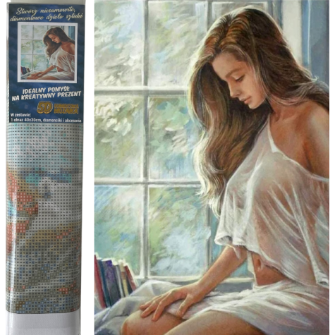 Norimpex Diamantový obrázek malování 30x40cm - Nahá žena u okna ~ 1