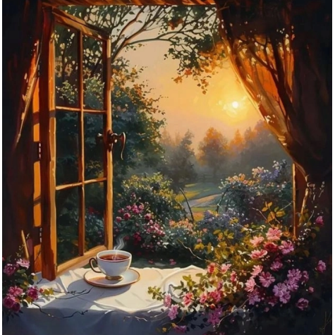 Norimpex Diamantový obrázek malování 30x40cm - Zátiší s čajem ~ 2