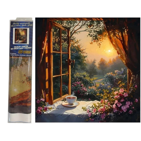 Norimpex Diamantový obrázek malování 30x40cm - Zátiší s čajem ~ 1