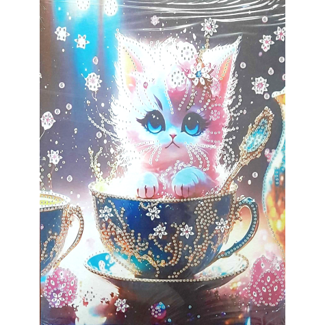 Norimpex Diamantový obrázek malování 23x30cm - Kotě v čajovém šálku ~ 3