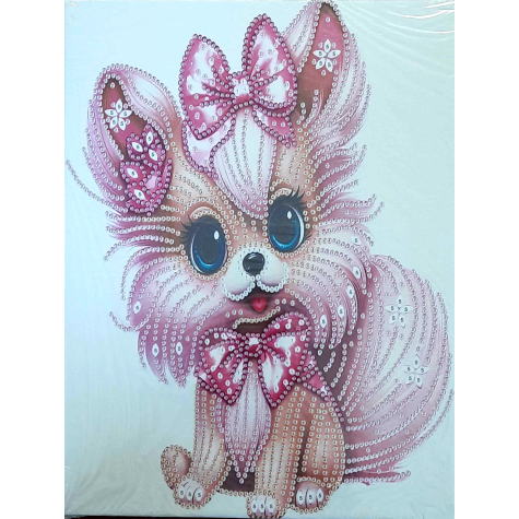 Norimpex Diamantový obrázek malování 23x30cm - Růžový pejsek ~ 3