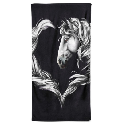 Osuška 140 x 70 cm - Horse heart white