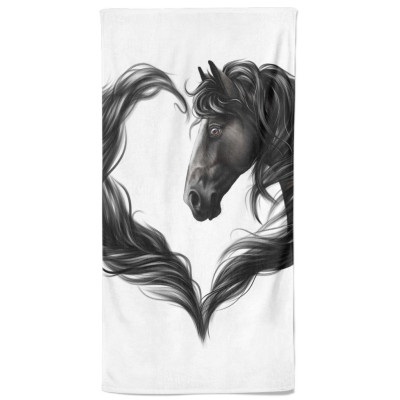 Osuška 140 x 70 cm - Horse heart black