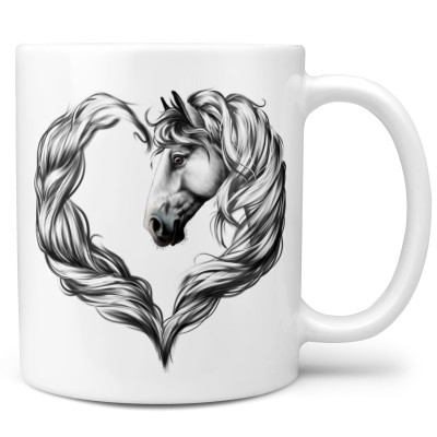 Hrnek 330 ml - Horse heart white