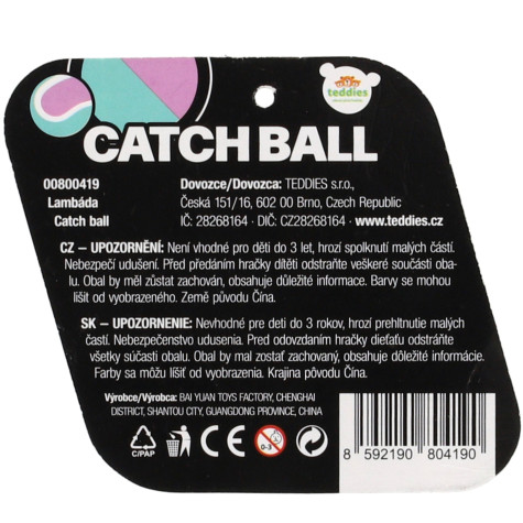 Teddies Lambáda Catch ball hra s míčkem na suchý zip 19 cm zeleno-fialová ~ 6