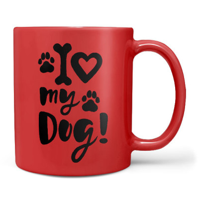 Hrnek 330 ml - I love my dog - červený