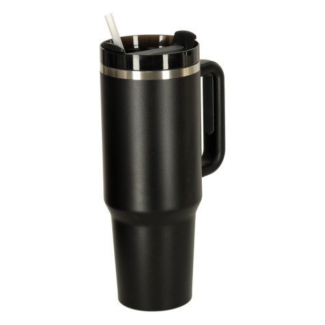 Termohrnek s uchem a brčkem 1200 ml černý ~ 2