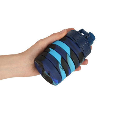 KIK Skládací silikonová láhev na pití 500 ml modrá ~ 4