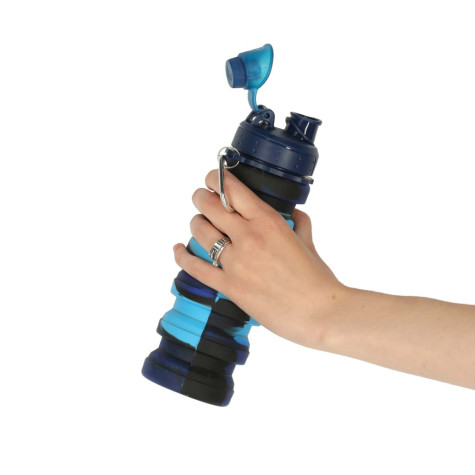 KIK Skládací silikonová láhev na pití 500 ml modrá ~ 5