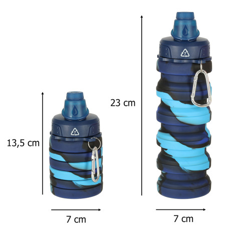KIK Skládací silikonová láhev na pití 500 ml modrá ~ 7
