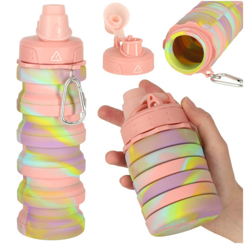 KIK Skládací silikonová láhev na pití 500 ml duhová ~ 1