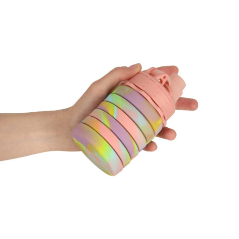 KIK Skládací silikonová láhev na pití 500 ml duhová ~ 5