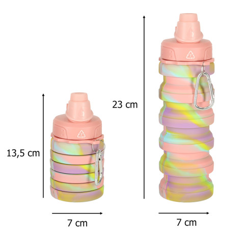 KIK Skládací silikonová láhev na pití 500 ml duhová ~ 8