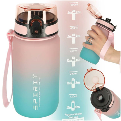 KIK Sportovní láhev na pití 600 ml růžovo-modrá