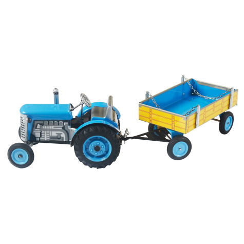 Kovap Traktor Zetor s valníkem modrý na klíček kov 28cm ~ 2