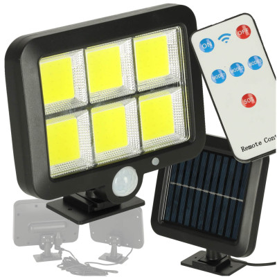 KIK Solární lampa se senzorem pohybu a soumraku 120 LED