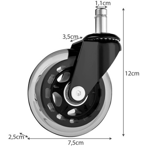 Kolečka gumová ke kancelářské židli 5 ks Malatec 22077 ~ 4