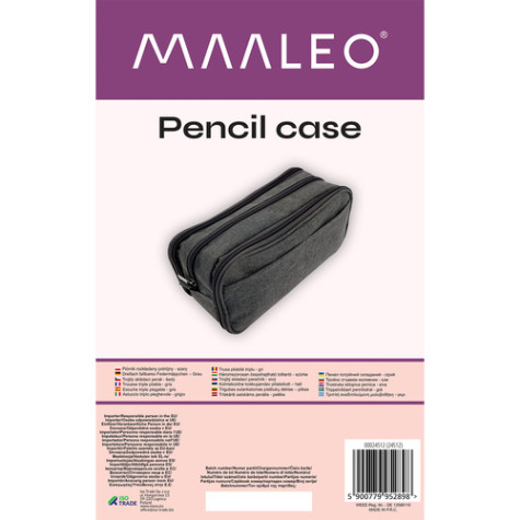 Trojitý skládací penál - šedý Maaleo 24512 ~ 9