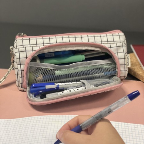 Velký školní penál kostkovaný vzor Maaleo 24509 ~ 3