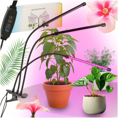 LED Lampa pro pěstování rostlin se sponou černá