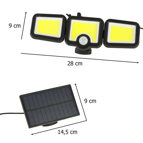 LED solární lampa 3v1 se soumrakovým senzorem pohybu ~ 14