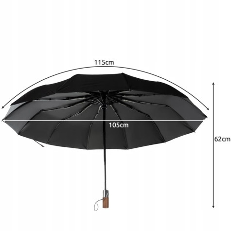 Skládací deštník vystřelovací 105 cm černý Malatec 19368 ~ 5