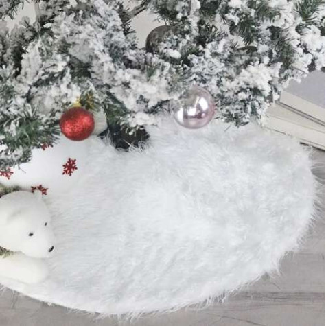 Podložka pod vánoční stromeček 90 cm bílá chlupatá Ruhhy 22226 ~ 2