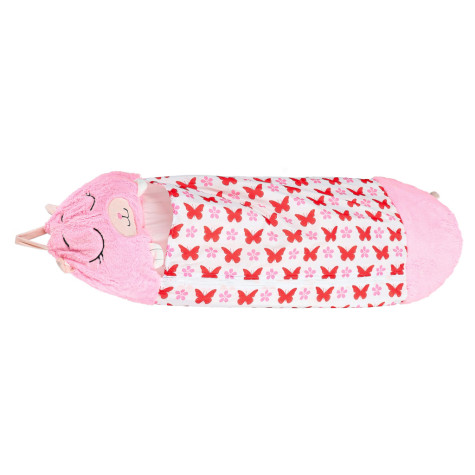 Dětský spací pytel 2v1 polštář 135x50cm růžový ~ 3