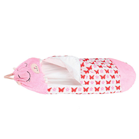 Dětský spací pytel 2v1 polštář 135x50cm růžový ~ 4