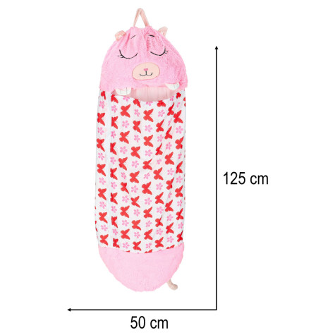 Dětský spací pytel 2v1 polštář 135x50cm růžový ~ 10