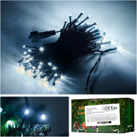 KIK LED světelný řetěz 10m 100LED studená bílá ~ 2
