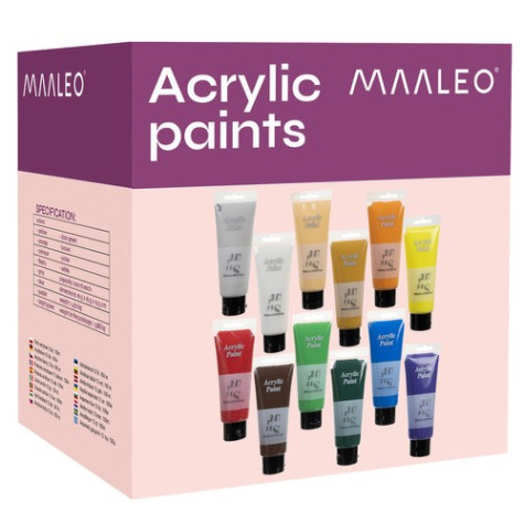Akrylové barvy v tubě 12 ks 100 ml Maaleo 20424 ~ 2