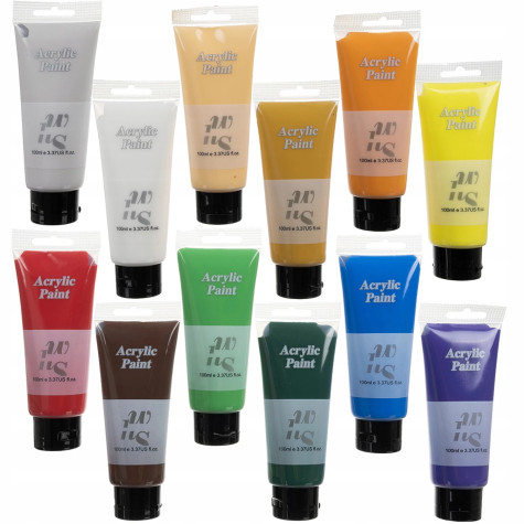 Akrylové barvy v tubě 12 ks 100 ml Maaleo 20424 ~ 1