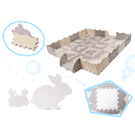 Pěnové puzzle podložka ohrádka 36 ks béžové ~ 2