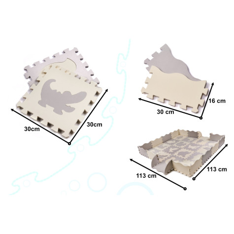 Pěnové puzzle podložka ohrádka 36 ks béžové ~ 9