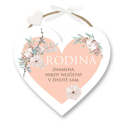 Nekupto Dárková cedulka srdce závěsné - Rodina znamená..