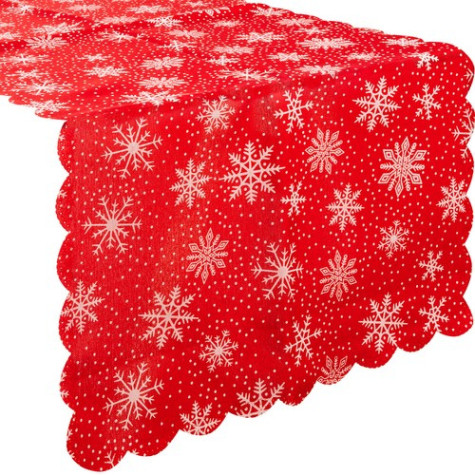 Vánoční běhoun na stůl vločky červený 150x35cm Ruhhy 22788 ~ 2