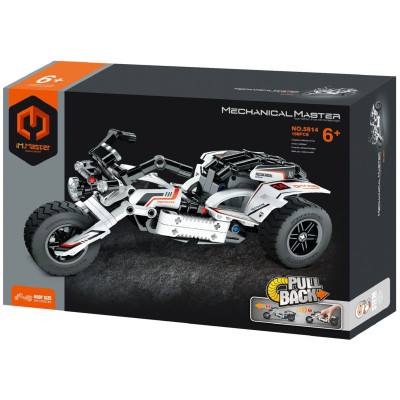 iM.Master Stavebnice Motorka bílá 198 dílků na zpětné natažení