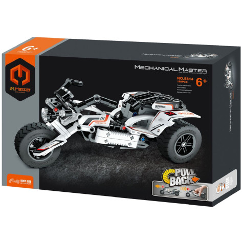 iM.Master Stavebnice Motorka bílá 198 dílků na zpětné natažení ~ 1