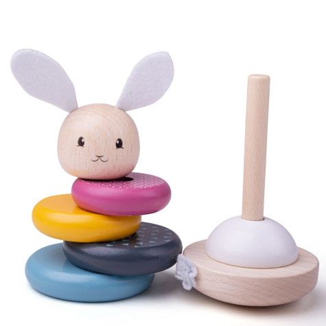 Bigjigs Baby Dřevěná motorická nasazovací věž králíček ~ 3