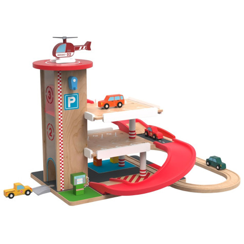 2Kids Toys Dřevěná garáž s vláčkodráhou ~ 1